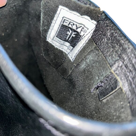 frye black classic leather tall motorcycle boots 8 - Picture 3 of 6